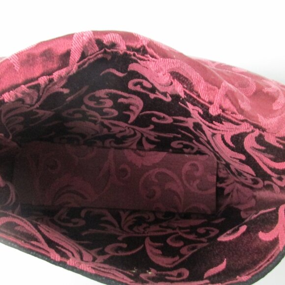 Vintage Handmade Romantic Boho Floral Tapestry Shoulder Bag Cranberry/Black - Picture 8 of 8